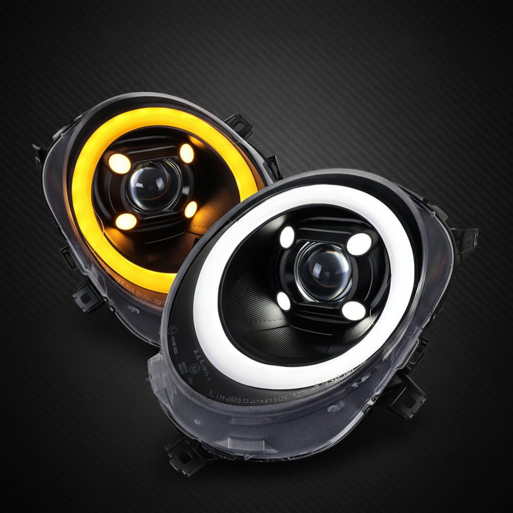 2014-2021 Mini Cooper F55 F56 F57 Switchback LED DRL Projector Headlights – Matte Black/Clear