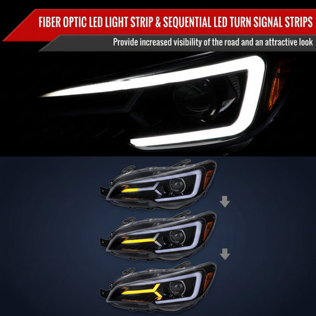 2015-2021 Subaru WRX/STi LED Bar Projector Headlights – Glossy Black/Smoked