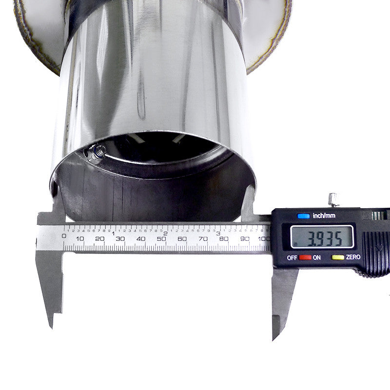 Digital caliper measuring 3.935 inch tip diameter