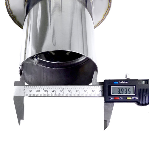 Digital caliper measuring 3.935 inch tip diameter