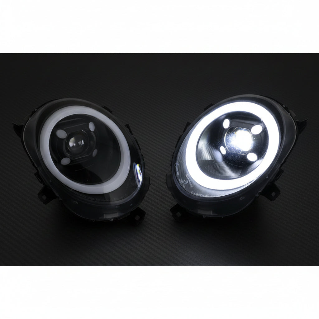 2014-2021 Mini Cooper F55 F56 F57 Switchback LED DRL Projector Headlights – Matte Black/Clear