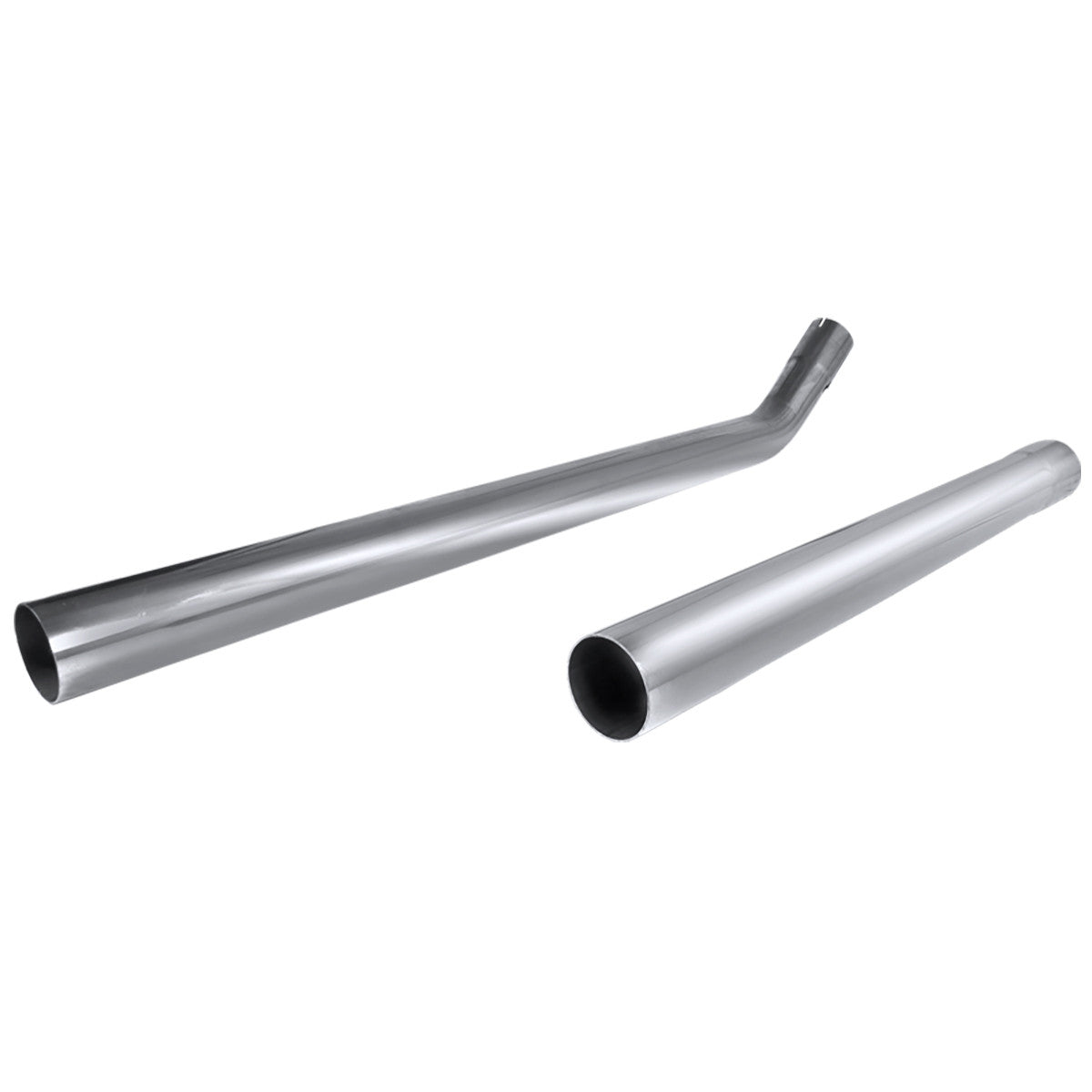Complete dual catback exhaust system with slanted burnt tips assembled view