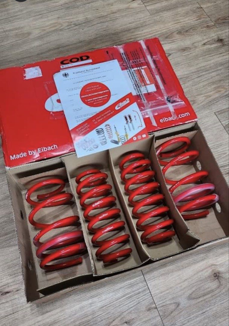 Four Eibach Sportline lowering springs in packaging