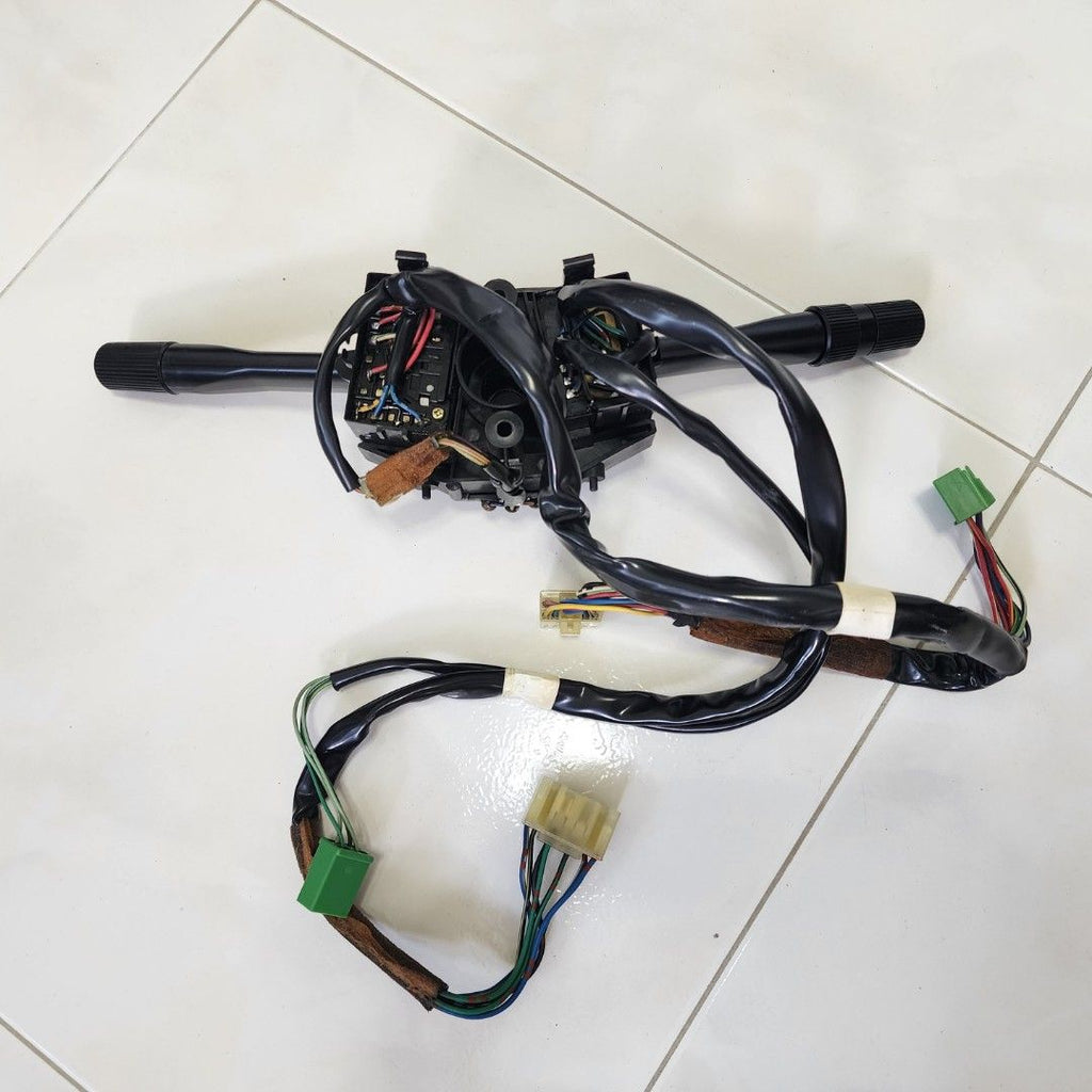 Rear of Honda Prelude combination switch showing wiring harness and connectors