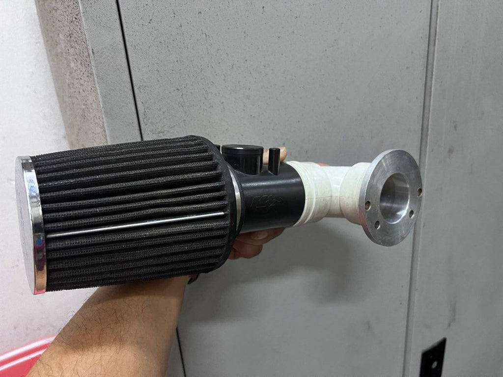 K&N open pod filter assembly for Classic Mini side view
